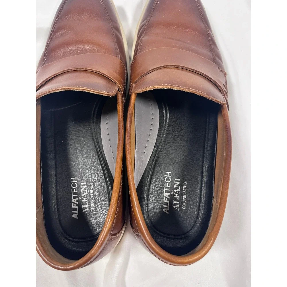 Alfani Alfatech Callumm Brown Leather Loafer‎ Sneakers Men's Size 9M Comfort